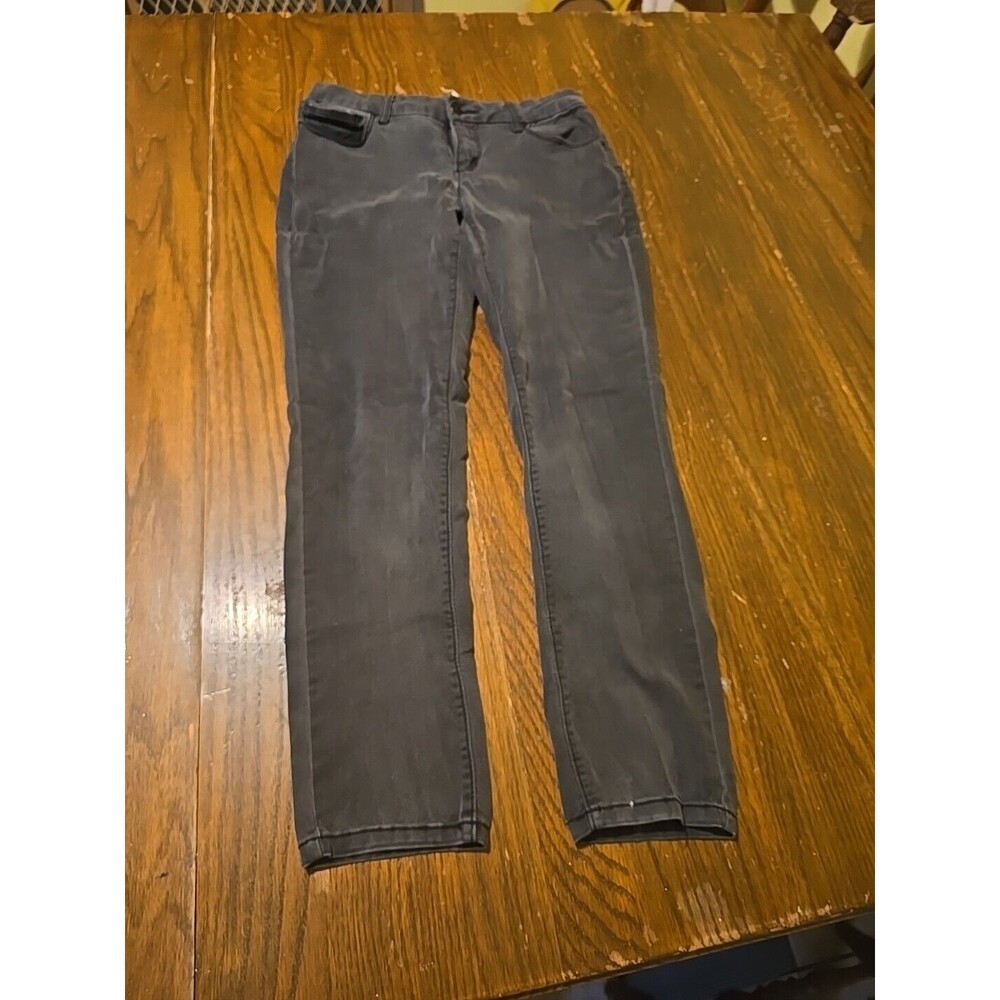 Faded glory black denim spandex stretch straight leg jeans 8P